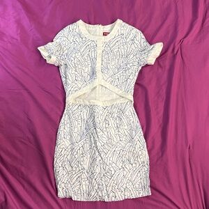 Women’s Mini Perla Dress by Staud Cutout Accents Blue Palm Ibiza Cotton Size 2